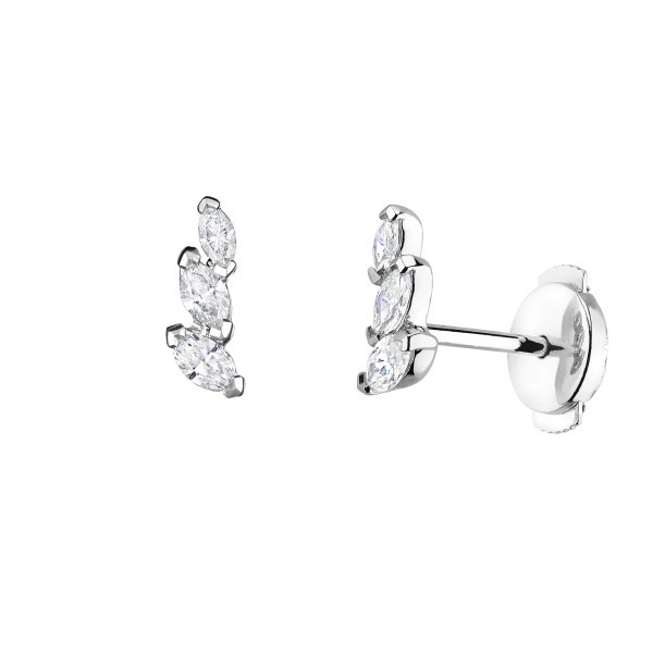 Boucles d'oreilles Suzon en or blanc et diamants taille navette - LEO8DCG