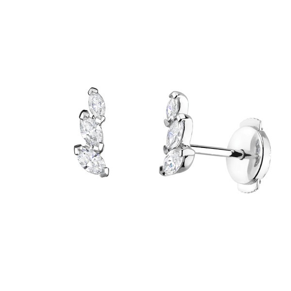 Boucles d'oreilles Suzon en or blanc et diamants taille navette