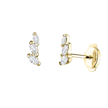 Boucles d'oreilles Suzon en or jaune et diamants taille navette