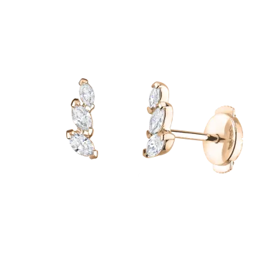 Boucles d'oreilles Suzon en or rose et diamants taille navette - LEO8DCR