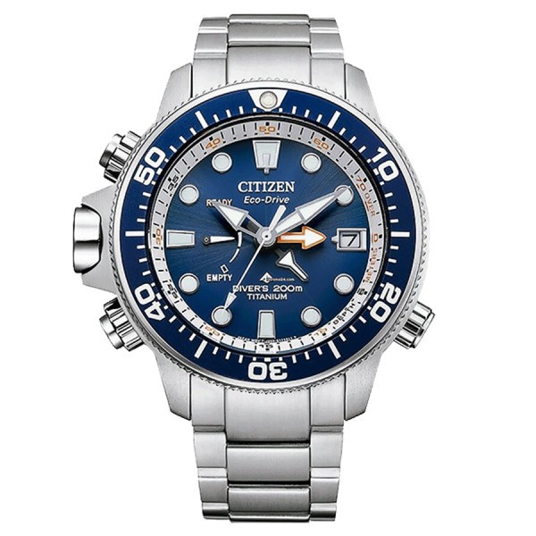 Citizen Promaster Marine Aqualand 200M Eco-Drive watch blue dial titanium bracelet 46,1 mm BN2041-81L