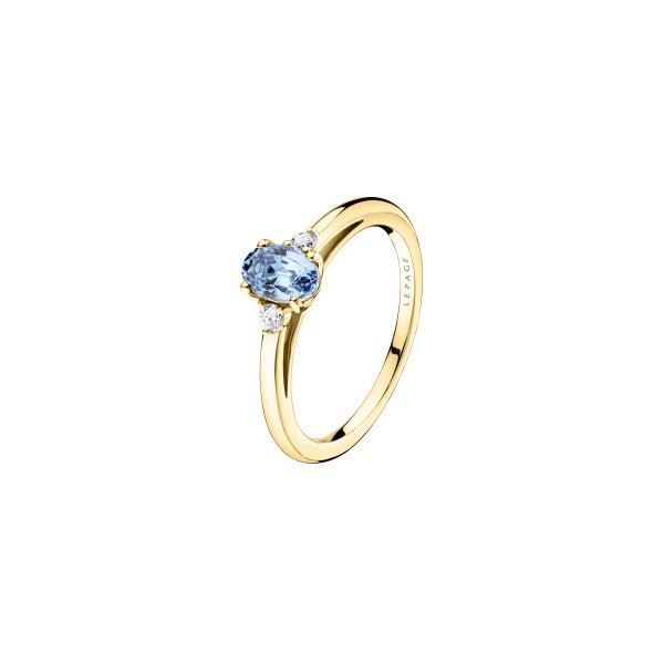 Lepage Romeo ring in yellow gold, aquamarine and diamonds