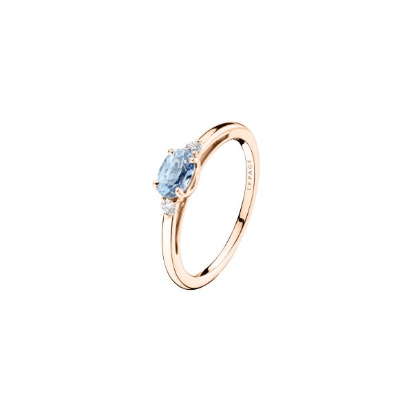 Bague Lepage Juliette en or rose, aigue-marine et diamants LEB5AMR