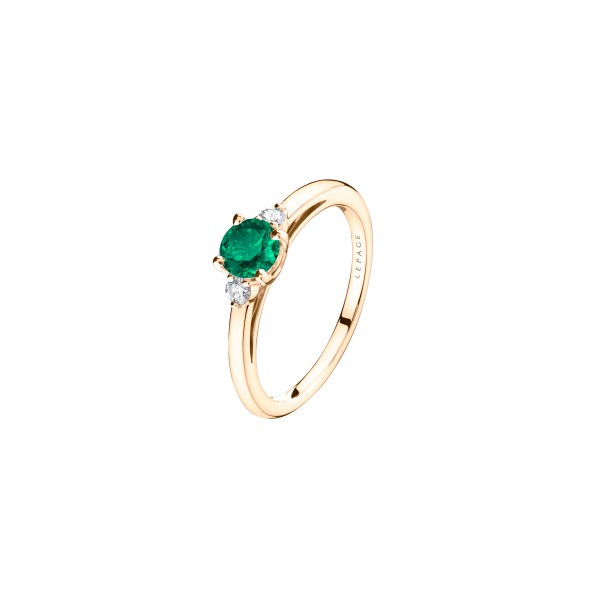 Ring Lepage Passion pink gold and emerald