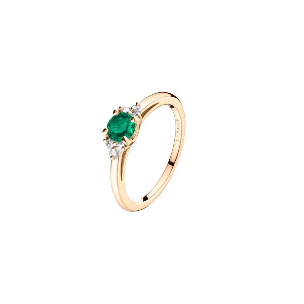Ring Lepage Héloïse pink gold and emerald