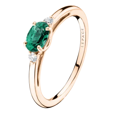 Bague Lepage Juliette en or rose émeraude et diamants LEB5ER