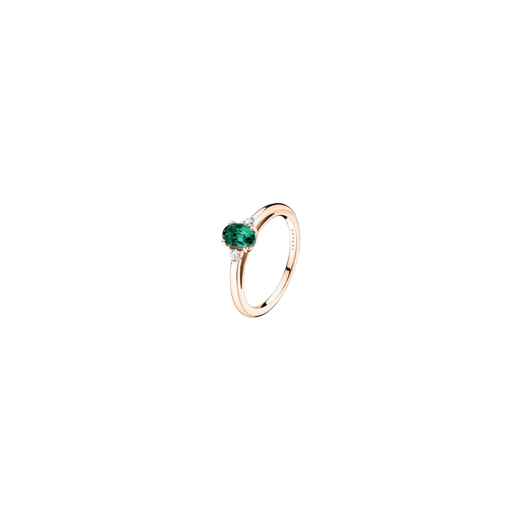 Romeo ring in rose gold, emerald and diamonds LEPAGE