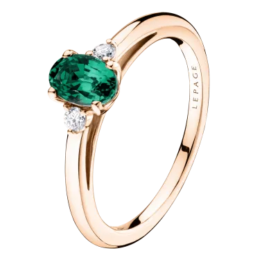 Bague Lepage Roméo en or rose émeraude et diamants LEB6ER