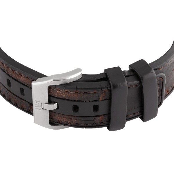 Montre IWC Ingenieur automatique cadran blanc bracelet cuir noir 45 mm