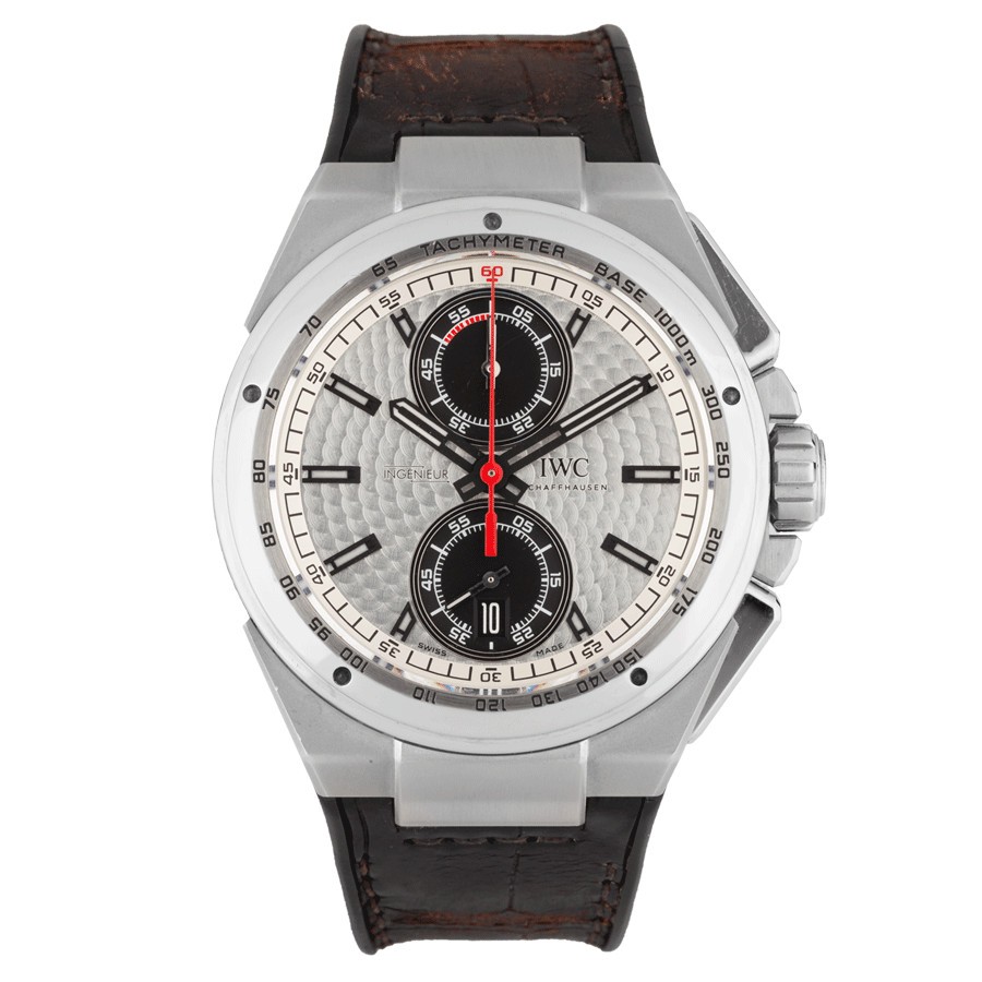 Montre IWC Ingenieur automatique cadran blanc bracelet cuir noir 45 mm