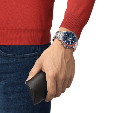 Montre Tissot Seastar 1000 quartz Chronograph cadran bleu bracelet acier 45,5 mm