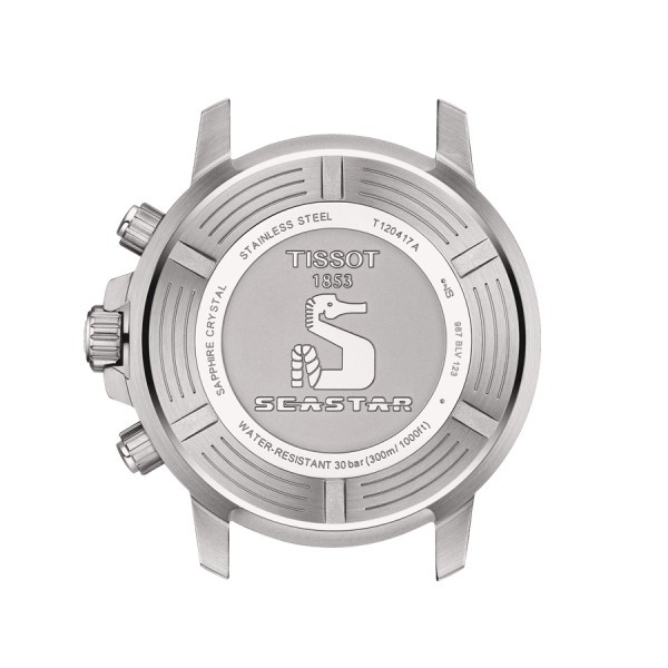 Montre Tissot Seastar 1000 quartz Chronograph cadran bleu bracelet acier 45,5 mm