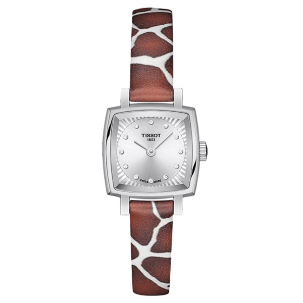 Montre Tissot Lovely quartz cadran argenté bracelet cuir marron 20 mm T058.109.17.036.00