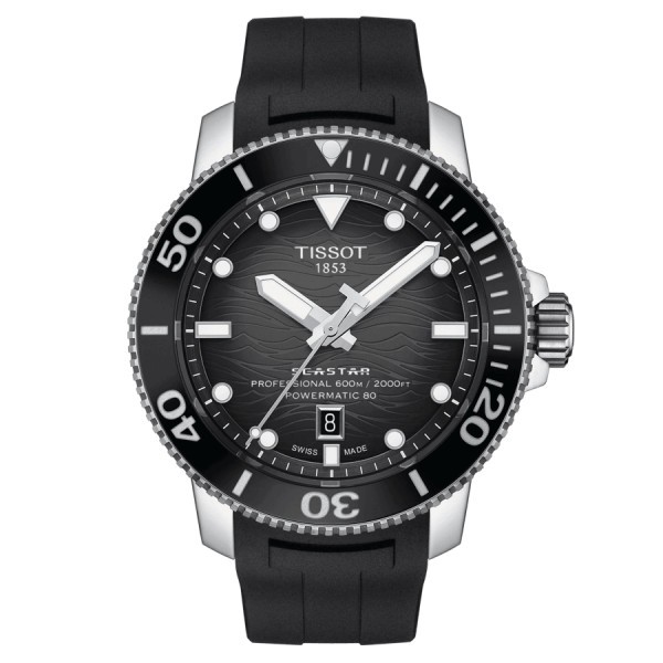 Montre Tissot Seastar 2000 Professional Powermatic 80 cadran noir bracelet caoutchouc noir 46 mm T120.607.17.441.00
