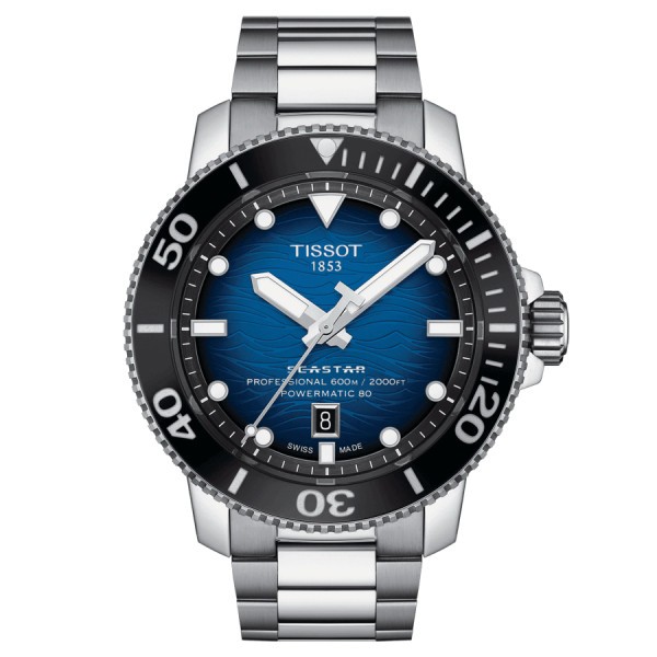 Montre Tissot Seastar 2000 Professional Powermatic 80 cadran bleu bracelet acier 46 mm T120.607.11.041.01