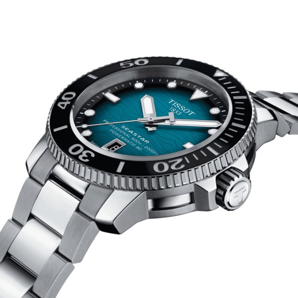 Montre Tissot Seastar 2000 Professional Powermatic 80 cadran bleu clair bracelet acier 46 mm T120.607.11.041.00
