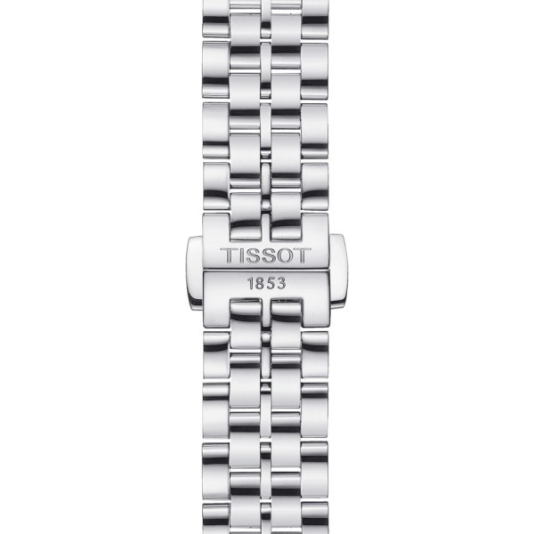 Montre Tissot Glendora quartz lunette or jaune cadran couleur nacre blanche bracelet acier 33 mm T929.210.41.116.01