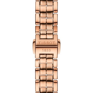 Montre Tissot Flamingo quartz cadran couleur nacre blanche bracelet acier PVD Or rose 30 mm T094.210.33.116.02