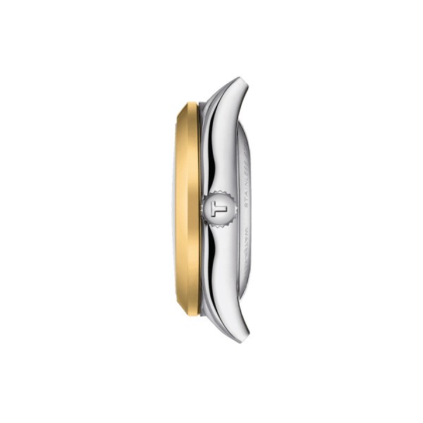 Montre Tissot T-My Lady Or Jaune automatique cadran bleu bracelet cuir bleu 29 mm T930.007.46.046.00