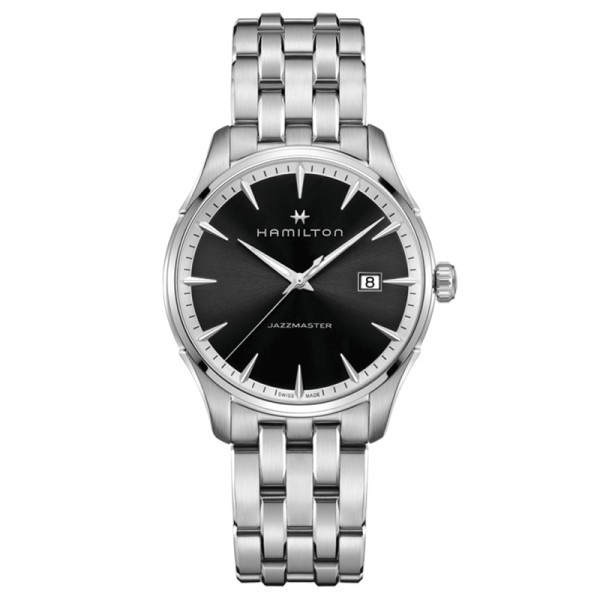 Montre Hamilton Jazzmaster cadran noir bracelet acier 40 mm - SOLDAT PL