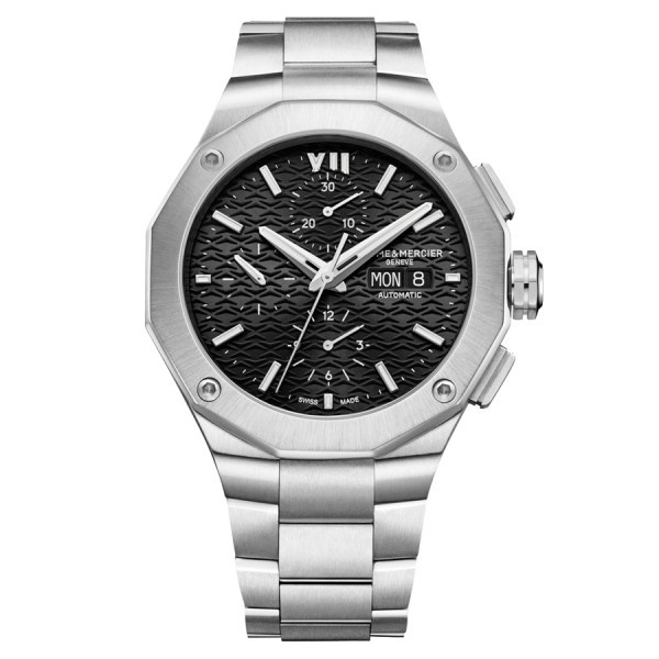 Baume et Mercier Riviera Chronograph automatic watch black dial steel bracelet 43 mm