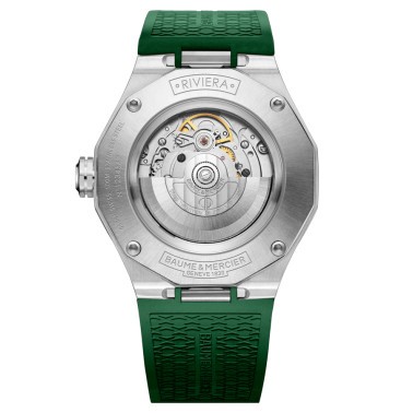 Watch Baume et Mercier Riviera automatic green dial green rubber strap 42 mm