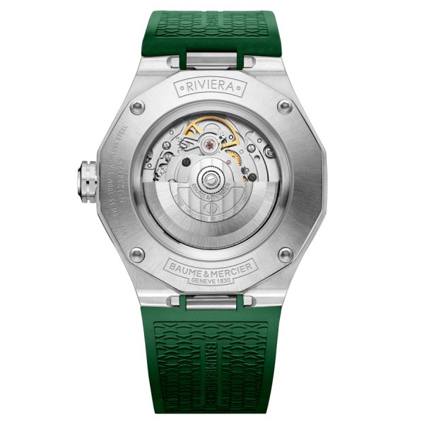 Watch Baume et Mercier Riviera automatic green dial green rubber strap 42 mm