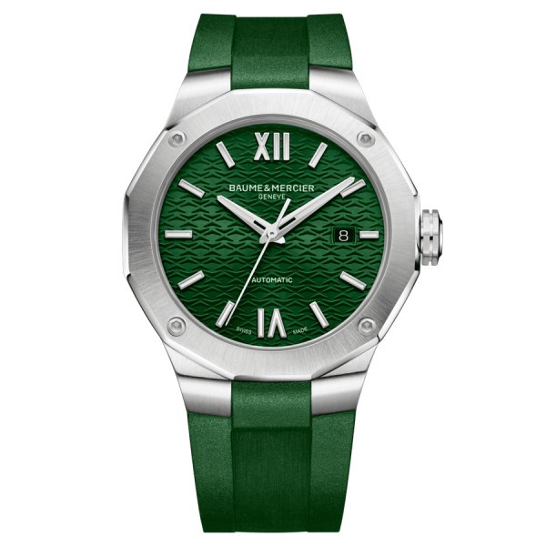 Watch Baume et Mercier Riviera automatic green dial green rubber strap 42 mm