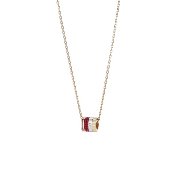 Collier Boucheron Mini Bague Quatre Red en or jaune, or blanc, or rose, céramique rouge et diamant