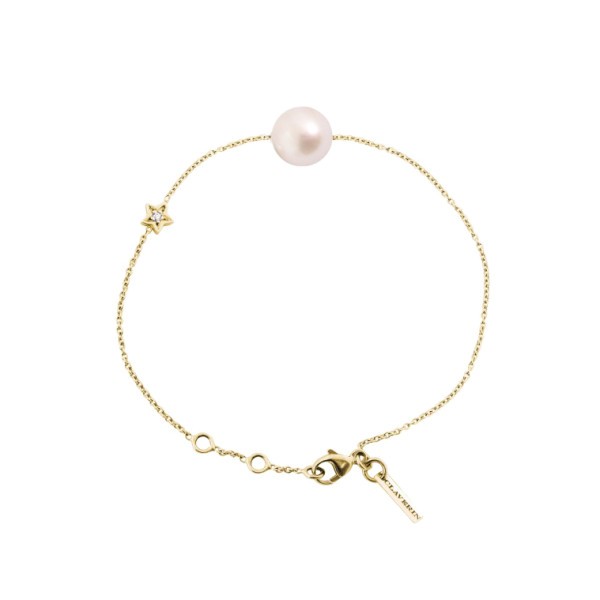 Bracelet Claverin Diamond Star en or jaune et perle blanche