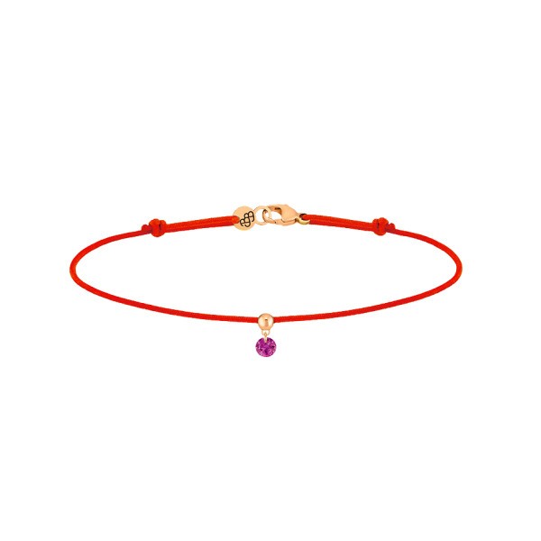 Bracelet La Brune et La Blonde cordon rouge en or rose et rubis BC0006PGRURE