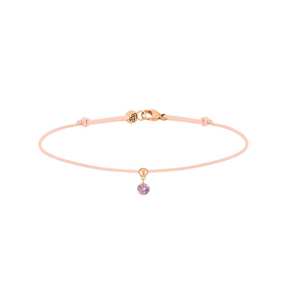 Bracelet La Brune et La Blonde cordon nude en or rose et saphir rose BC0009PGSANU
