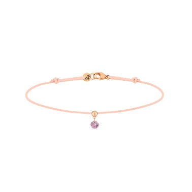 Bracelet La Brune et La Blonde cordon nude en or rose et saphir rose BC0009PGSANU