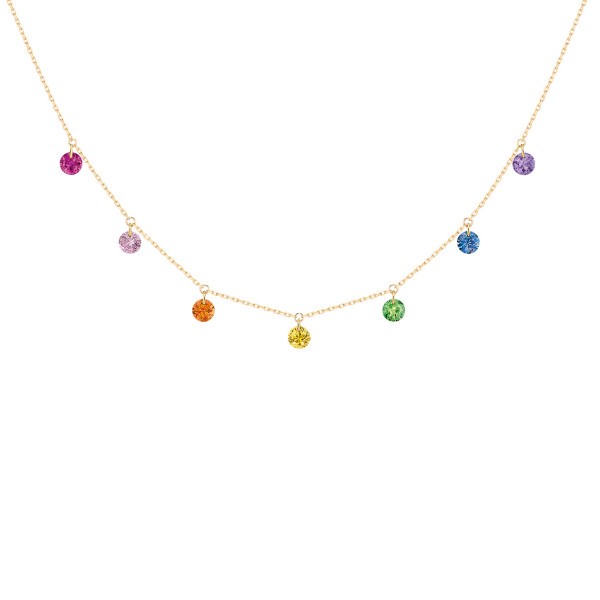 Collier La Brune et La Blonde Confetti Rainbow en or jaune et pierres précieuses 2 carats CL0076YGRA