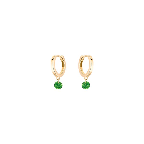 Mini Créoles La Brune et La Blonde Confetti Vert en or jaune et tsavorites 0,50 carat