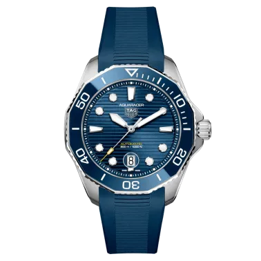Montre TAG Heuer Aquaracer Professional 300 automatique cadran bleu bracelet caoutchouc bleu 43 mm WBP201B.FT6198