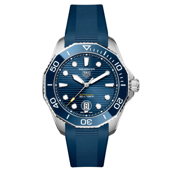 Montre TAG Heuer Aquaracer Professional 300 automatique cadran bleu bracelet caoutchouc bleu 43 mm WBP201B.FT6198
