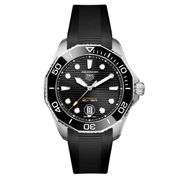 TAG Heuer Aquaracer Professional 300 automatic watch black dial black rubber strap 43 mm WBP201A.FT6197
