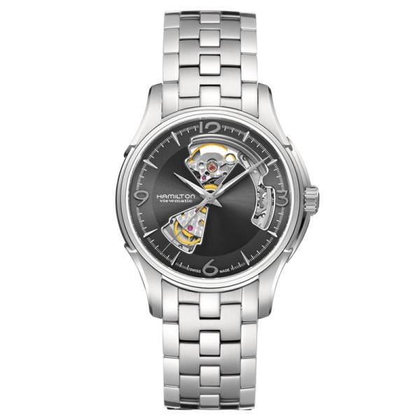 Montre Hamilton Jazzmaster Open Heart cadran gris ardoise bracelet acier 40 mm