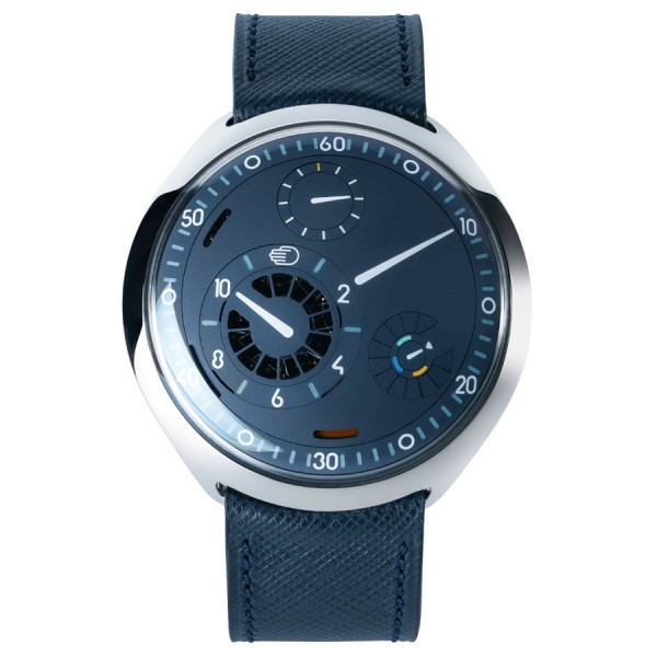 Montre Ressence Type 2 N titane automatique e-Crown cadran bleu bracelet cuir bleu 45 mm