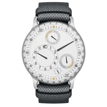 Montre Ressence Type 3 W titane automatique cadran blanc bracelet cuir gris 44 mm