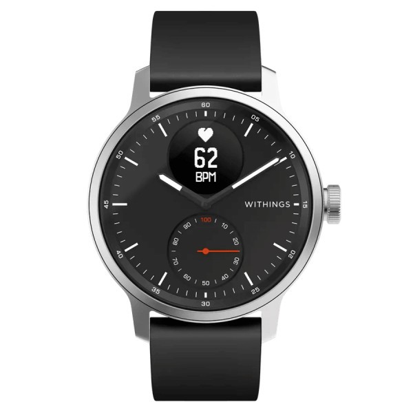 Montre connectée Withings ScanWatch cadran noir bracelet silicone noir 42 mm 89553