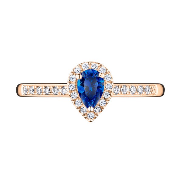Solitaire Lepage Marcel en or rose et saphir taille poire