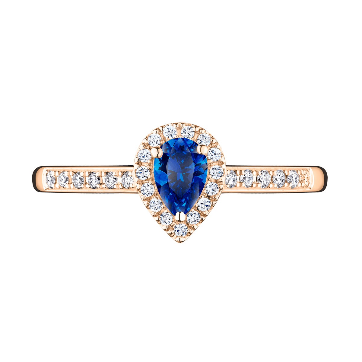 Solitaire Lepage Marcel en or rose et saphir taille poire