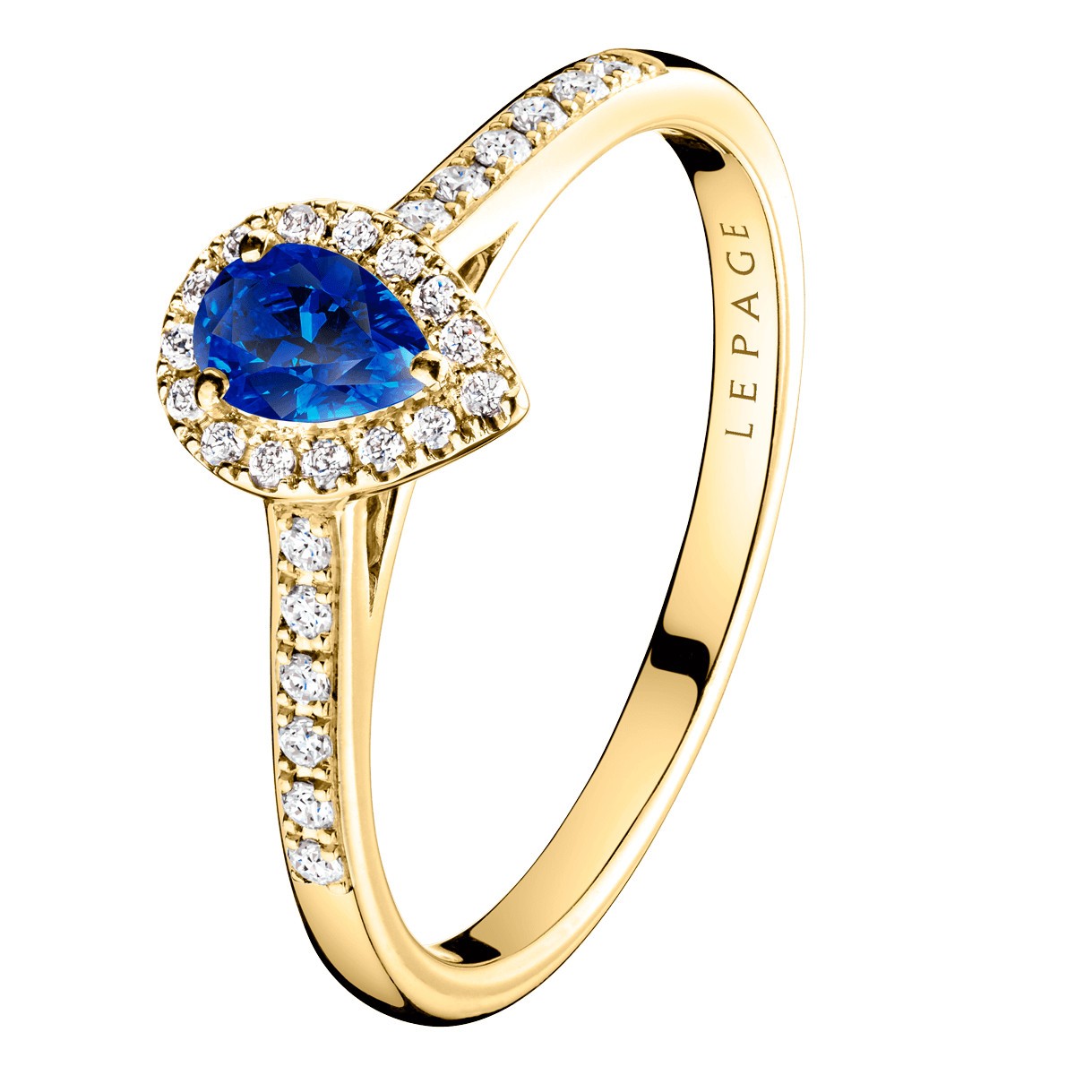 Solitaire Lepage Marcel en or jaune et saphir taille poire LES17SJ