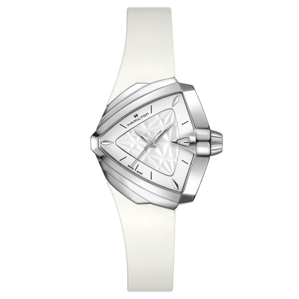 Montre Hamilton Ventura S Quartz cadran blanc bracelet caoutchouc blanc 38 mm