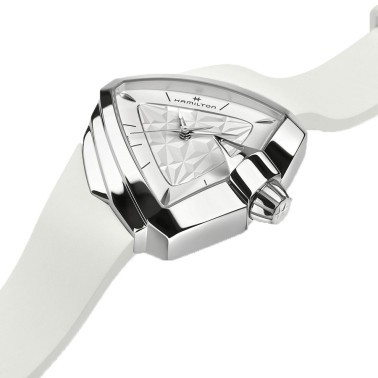 Montre Hamilton Ventura S Quartz cadran blanc bracelet caoutchouc blanc 38 mm H24251310