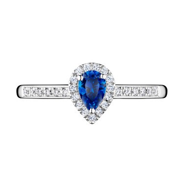 Solitaire Lepage Marcel en or blanc et saphir taille poire LES17SG