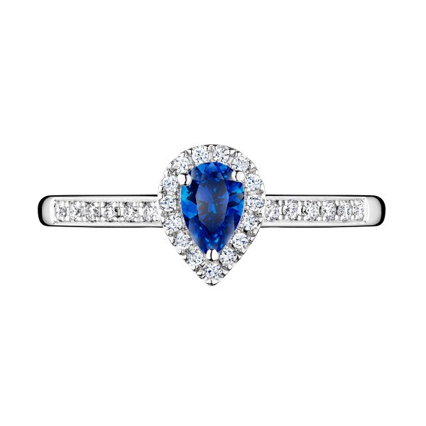 Solitaire Lepage Marcel en or blanc et saphir taille poire LES17SG