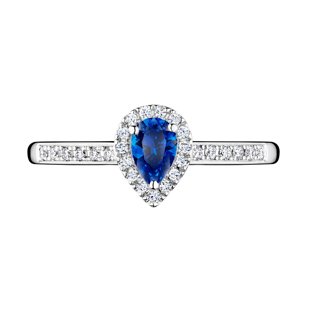 Solitaire Lepage Marcel en or blanc et saphir taille poire LES17SG